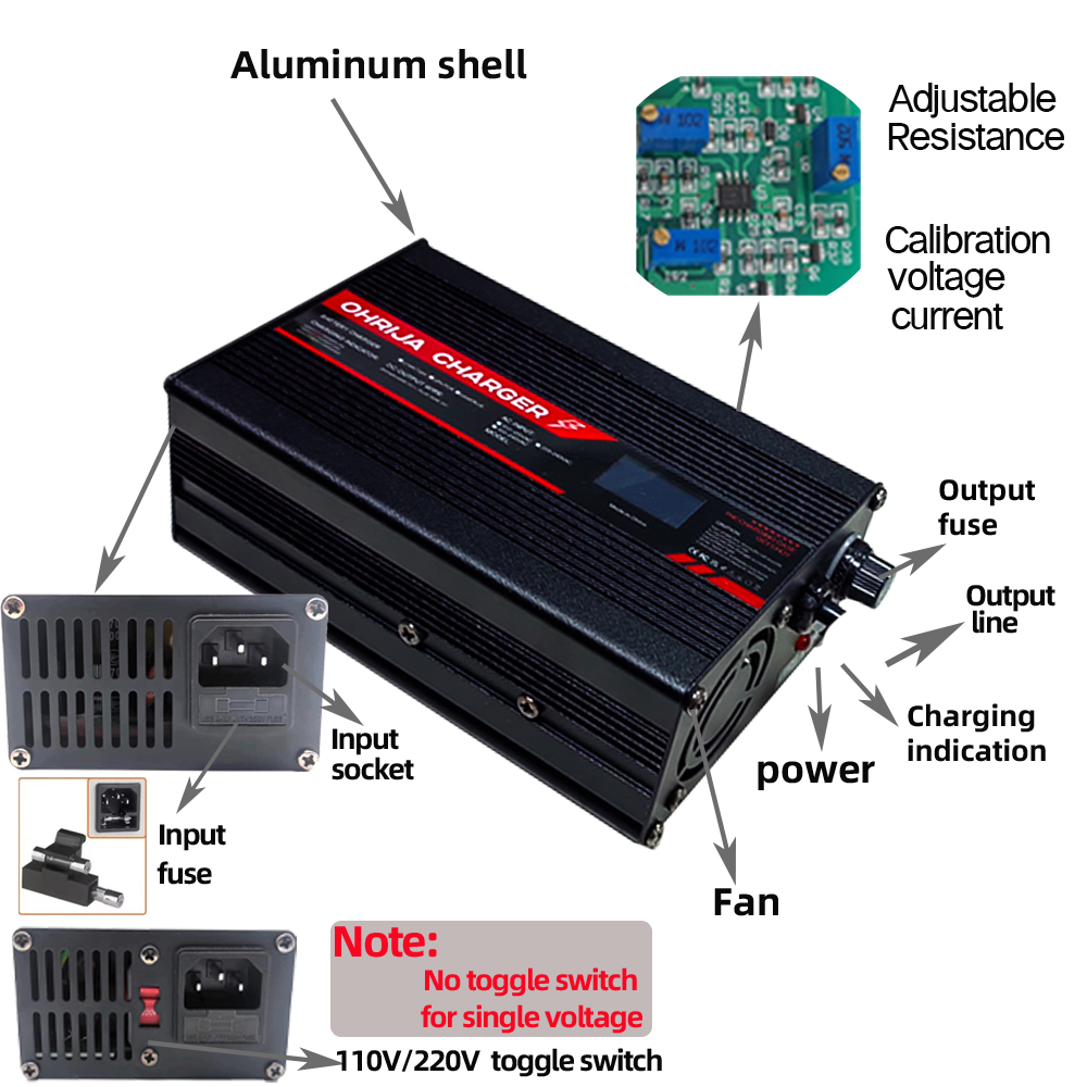 OHRIJA DC 36V 48V 5A Lithium C - 84V 20A Smart Charger ulasan dan harga